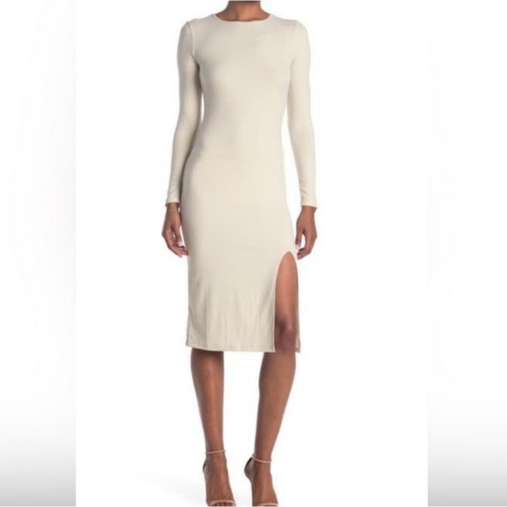 Abound "rainy day" long sleeve ribbed slit midi dress New with Tags size L